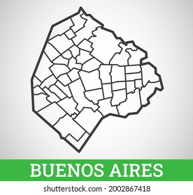 Simple outline map of Buenos 
Aries, Argentina. Vector graphic illustration.