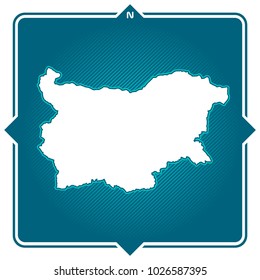 Simple outline map of Bulgaria with compas