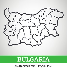 Simple outline map of Bulgaria with regions. Vector graphic illustration.