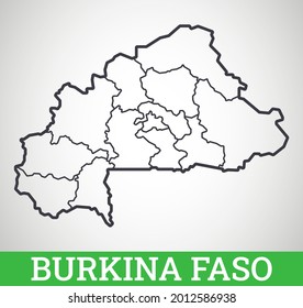 Simple outline map of Burkina Faso. Vector graphic illustration.