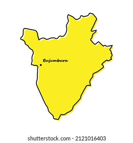 Simple outline map of Burundi with capital location. Stylized minimal line design