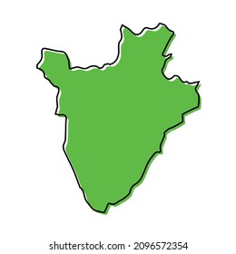 Mapa de esquema simple de Burundi. Diseño de línea mínimo estilizado