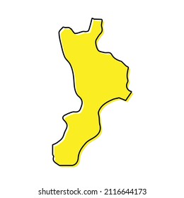 Simple outline map of Calabria is a region of Italy. Stylized minimal line design