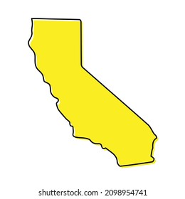 Simple outline map of California is a state of United States. Stylized minimal line design