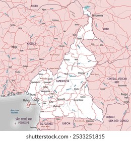 Carte sommaire simple de page de coloriage Cameroun