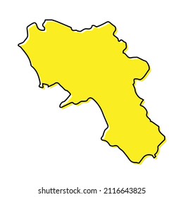 Simple outline map of Campania is a region of Italy. Stylized minimal line design