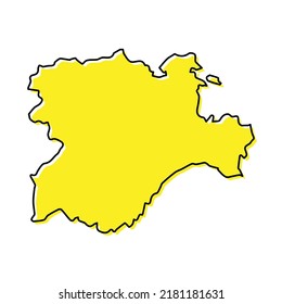 Simple outline map of Castile and Leon is a region of Spain. Stylized minimal line design