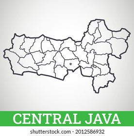 Simple outline map of Central Java, Indonesia. Vector graphic illustration.