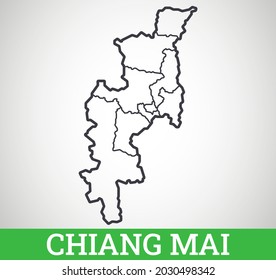 Simple outline map of Chiang Mai. Vector graphic illustration.