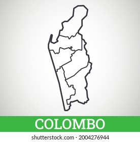 Simple outline map of Colombo. Vector graphic illustration.