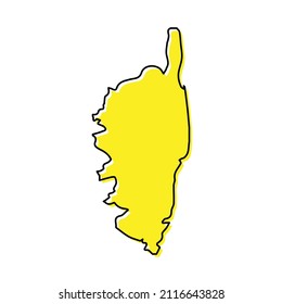 Simple outline map of Corsica is a region of France. Stylized minimal line design