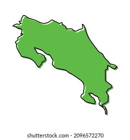 Simple outline map of Costa Rica. Stylized minimal line design