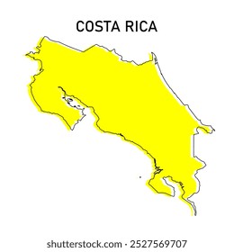 Mapa de contorno simple de Costa Rica. Diseño de línea minimalista estilizado. mapa Vector	