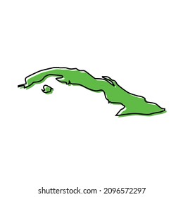 Simple outline map of Cuba. Stylized minimal line design