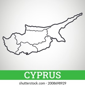 Simple outline map of Cyprus. Vector graphic illustration.