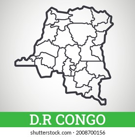 Mapa esquemático simple de la República Democrática del Congo
... Ilustración gráfica vectorial.