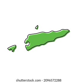 Simple outline map of East Timor. Stylized minimal line design