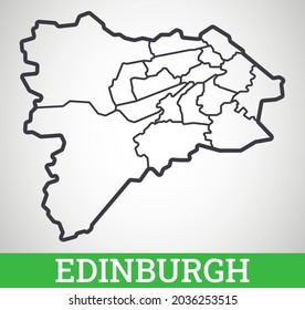 Simple outline map of Edinburgh, England. Vector graphic illustration.