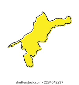Simple outline map of Ehime is a prefecture of Japan. Stylized minimal line design