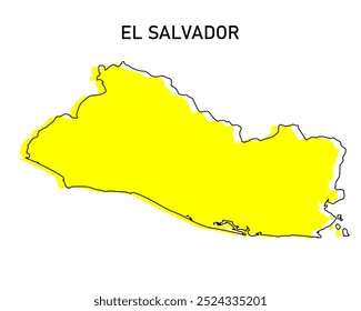 Simple outline map of el salvador. Stylized minimal line design. map vector