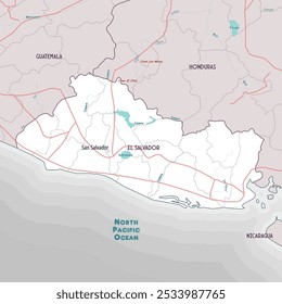 Simple outline map of El Salvador coloring page