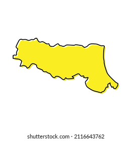 Simple outline map of Emilia-Romagna is a region of Italy. Stylized minimal line design