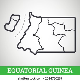 Simple outline map of Equatorial Guinea. Vector graphic illustration.