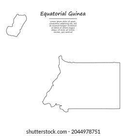 Simple outline map of Equatorial Guinea, vector silhouette in sketch line style
