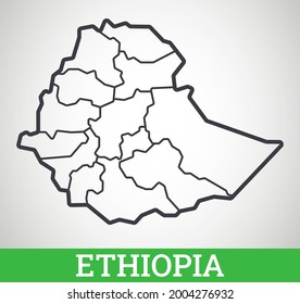Simple outline map of Ethiopia. Vector graphic illustration.