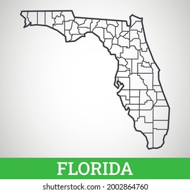 Simple outline map of Florida, America. Vector graphic illustration.