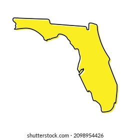 Simple outline map of Florida is a state of United States. Stylized minimal line design