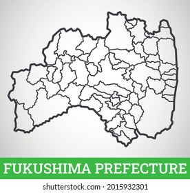 Simple outline map of Fukushima. Vector graphic illustration.