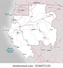 Carte sommaire simple de Gabon page à colorier