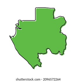 Simple outline map of Gabon. Stylized minimal line design