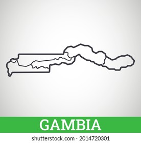 Simple outline map of Gambia. Vector graphic illustration.