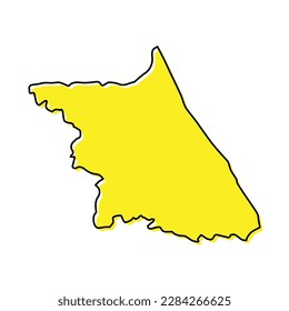Mapa de esquema simple de Gangwon es una región de Corea. Diseño de línea mínimo estilizado