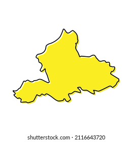 Simple outline map of Gelderland is a province of Netherlands. Stylized minimal line design