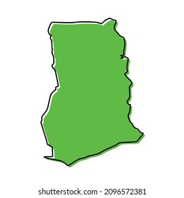 Simple outline map of Ghana. Stylized minimal line design