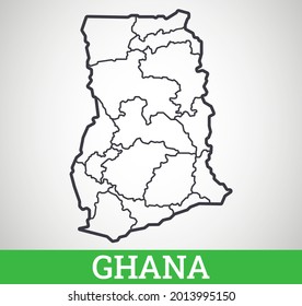 Simple outline map of Ghana. Vector graphic illustration.