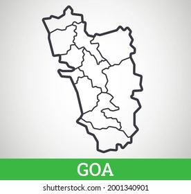 Mapa de esquema simple de Goa. Ilustración gráfica vectorial.