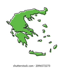 Simple outline map of Greece. Stylized minimal line design
