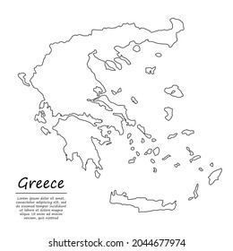 Mapa de esquema simple de Grecia, silueta vectorial en el estilo de línea de esbozo