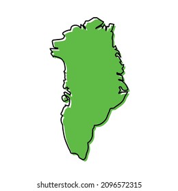 Mapa de esquema simple de Groenlandia. Diseño de línea mínimo estilizado