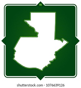 Simple outline map of Guatemala with compas