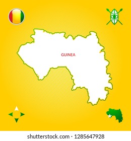 Simple outline map of Guinea with National Symbols
