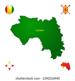 Simple outline map of Guinea with National Symbols
