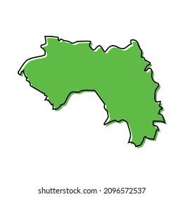 Simple outline map of Guinea. Stylized minimal line design