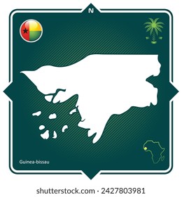 Simple outline map of Guinea-bissau with national symbols