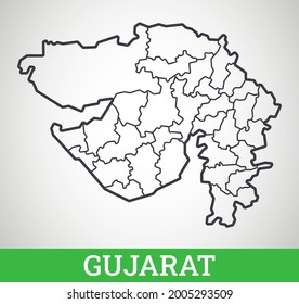Outline Map Of Gujarat With Districts Simple Outline Map Gujarat Vector Graphic Stock Vector (Royalty Free)  2005293509 | Shutterstock
