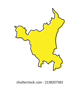 Simple outline map of Haryana is a state of India. Stylized minimal line design